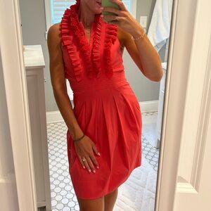 BCBGMaxAzria Hot Pink Ruffled Pleated Mini Sundress